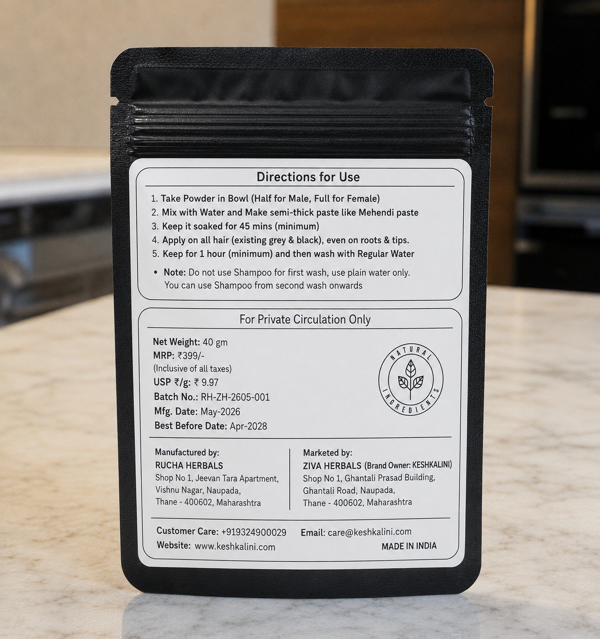 Keshkalini Natural Black Herbal Hair Color - Image 4